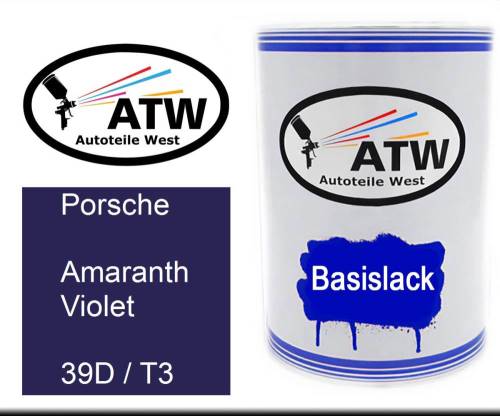 Porsche, Amaranth Violet, 39D / T3: 500ml Lackdose, von ATW Autoteile West.